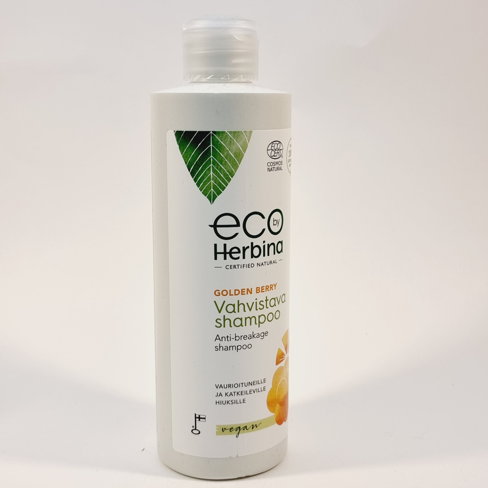 Шампунь против ломкости волос Herbina Eco By Golden Berry, с экстрактами морошки и апельсина, 250 мл (из Финляндии)