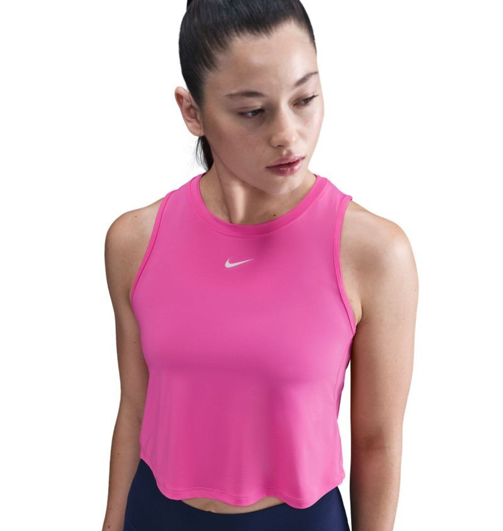 Женский топ теннисный Nike One Classic Dri-Fit Cropped Tank - playful pink/white