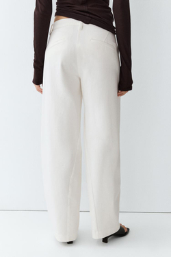 Massimo Dutti Брюки прямого кроя из 100% хлопка, экрю