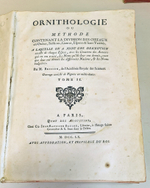 "Орнитология или метод, содержащий разделение птиц на отряды. (Ornithologie ou methode contenant la division des oiseaux en ordres)". Mathurin-Jacques Brisson (Матюрен-Жак Бриссон). 0г.