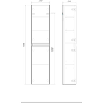 AQ GE0535WM Geometria Пенал L/R подвесной, 350х1500х250 мм, 2 двери, 3 полки, Белый матовый