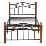 Кровать AT-126 -дерево гевея/металл, 90*200 см (Single bed), красный дуб/черный