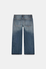 Джинсы TRF с низкой талией, короткими и широкими брючинами - ZARA