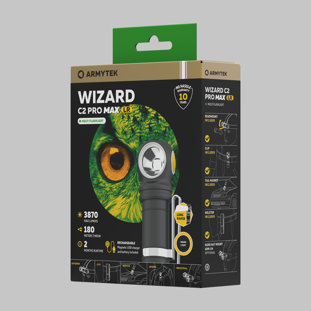 Фонарь Armytek Wizard C2 Pro Max Magnet USB LR (Теплый свет)