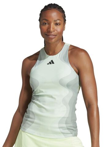 Женский топ теннисный Adidas Y-Tank Pro - semi green spark/grey spark