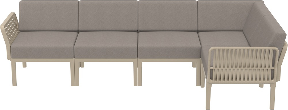 Комплект пластиковой мебели Siesta Contract Portofino Lounge Corner, бежевый, светло-коричневый