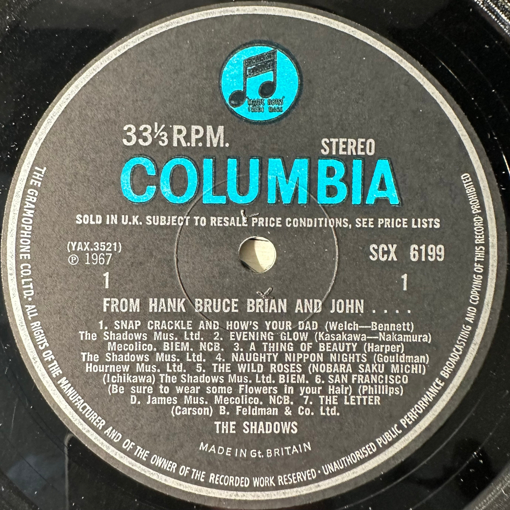 The Shadows ‎– From Hank, Bruce, Brian & John (Англия 1967г.)