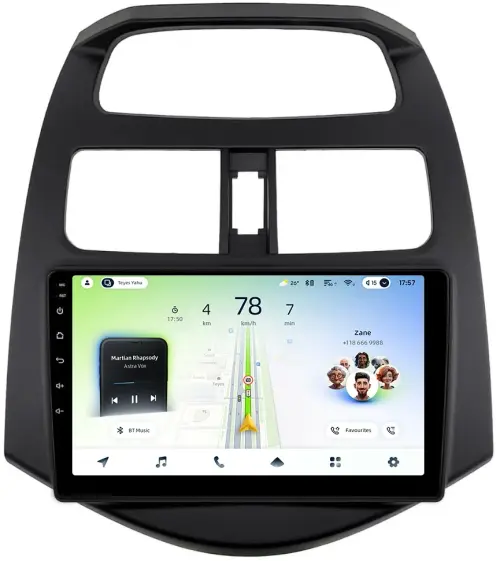 Магнитола для Chevrolet Spark M300 2009-2022, Ravon R2 (рамка матовая) - Teyes CC4L монитор 9" IPS, Android 14, Быстрая, Snapdragon 662, CarPlay, 4G SIM-слот