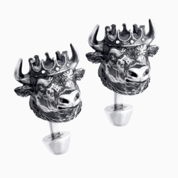 Запонки мужские KING BULL, оксидирование, сапфир — корунд