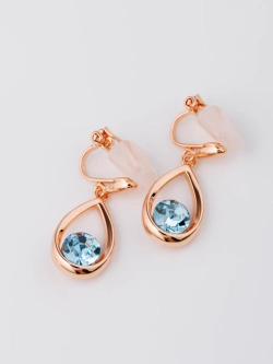 Клипсы-капли Белла с голубыми кристаллами Swarovski