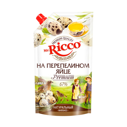 Mr.Ricco Майонез Перепелиное яйцо, 67%, дой-пак, 375гр., блок 22шт.