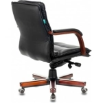 Кресло руководителя Бюрократ T-9927WALNUT-LOW черный кожа низк.спин. крестовина металл/дерево