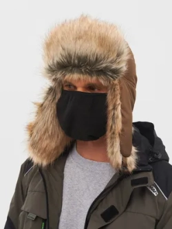 Шапка ушанка с маской Huntsman Евро Енот (Taslan, Коричневый)