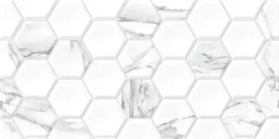 Настенная плитка ALMA Ceramica TWU09VEG017 Vegas 50x24.9 белая глянцевая рельефная под мозаику