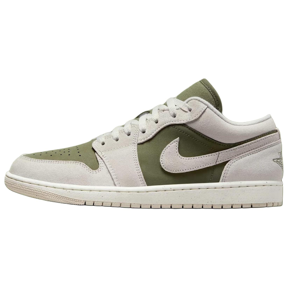Jordan Air Jordan 1 Cushioning Low top Vintage Basketball Shoes Unisex Olive Green/Sail White