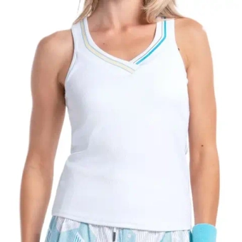 Женский топ теннисный Lucky in Love Lavish Stripe - white