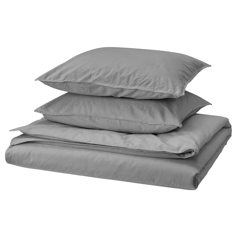IKEA ÄNGSLILJA  (ИКЕА ЭНГСЛИЛЙА)  -  Пододеяльник и 2 наволочки - серый 200х200/50х60 см