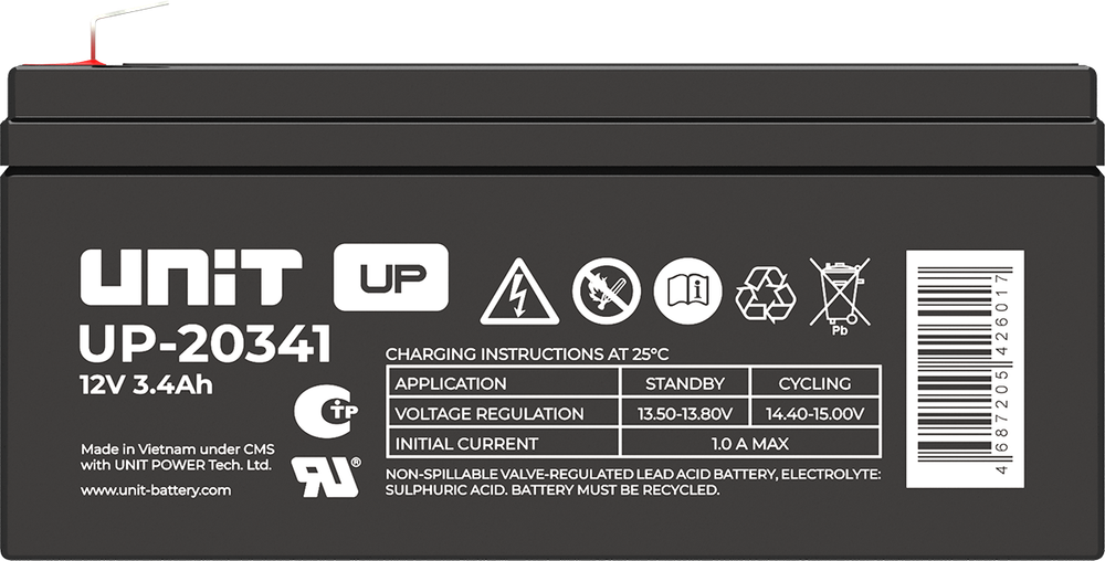 Аккумулятор UNIT UP-20341 - AGM ( 12В / 3,4Ач )