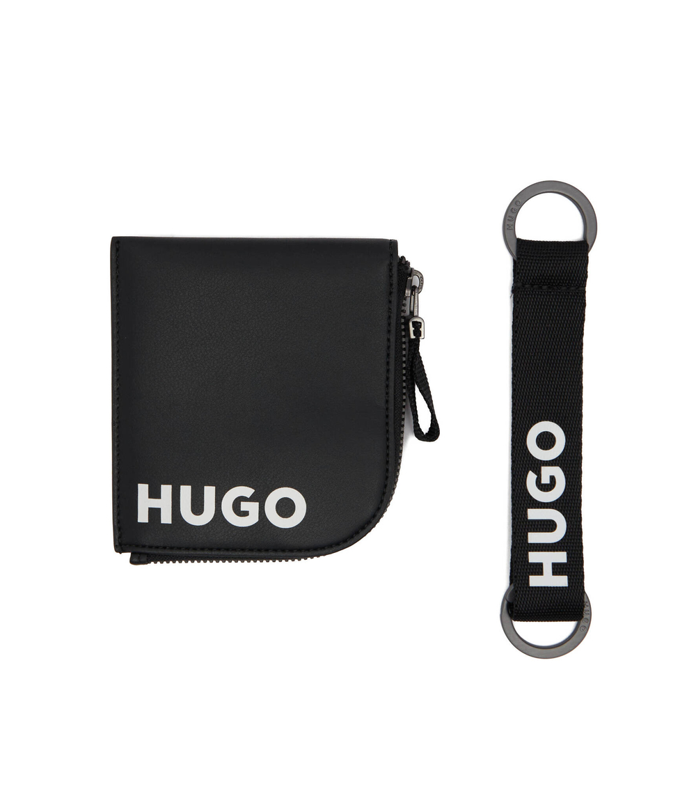 кожаный портмоне и брелок gbhm_coin ck hold HUGO - черный(50481641)