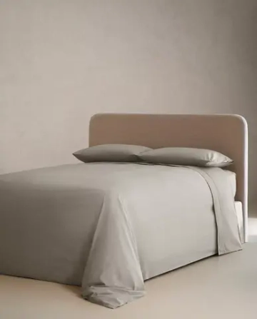 ZARA HOME (300 НИТЕЙ) ПОДОДЕЯЛЬНИК ИЗ ХЛОПКА ПЕРКАЛЬ, НЕЙТРАЛЬНЫЙ СЕРЫЙ
