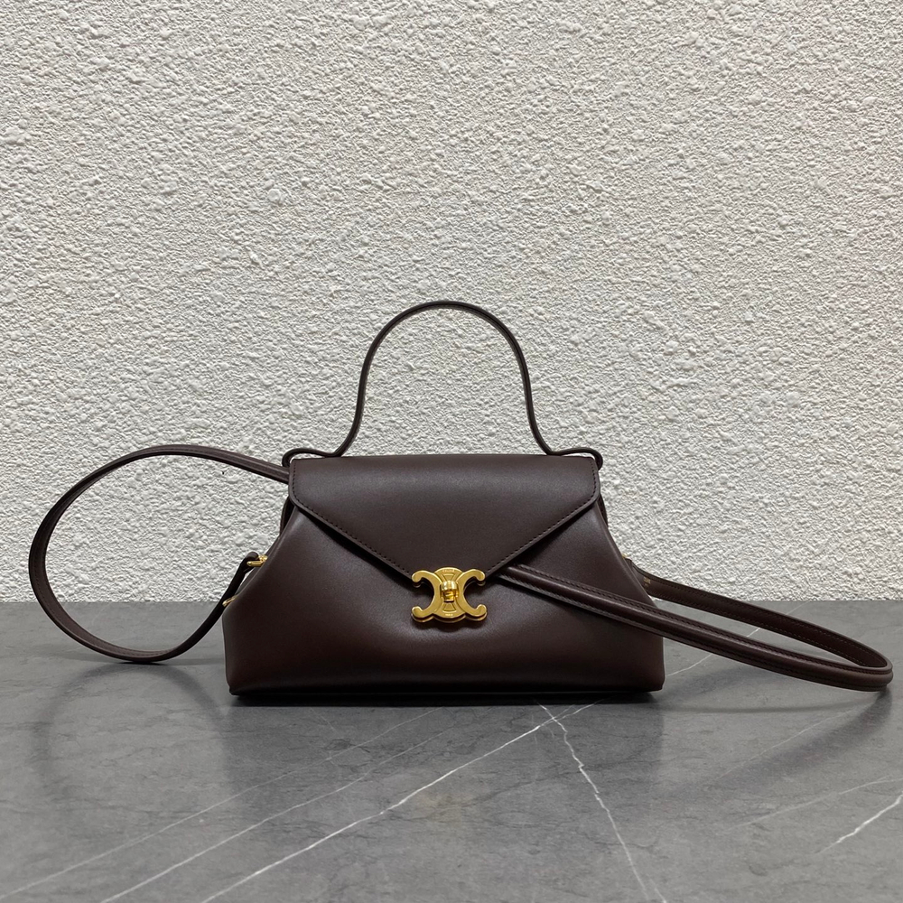 Сумка Celine Flair, кофейная, гладкая кожа — фото 2