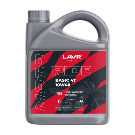 Масло 4т 10w40 LAVR MOTO RIDE BASIC 4T 4л