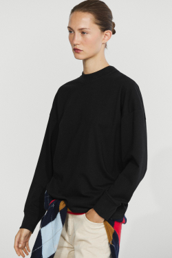 Massimo Dutti Футболка с круглым вырезом и длинными рукавами, черный