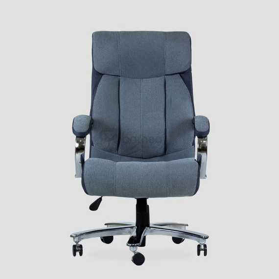 Кресло Barneo K-303 BIG SIZE XXL для руководителя серая ткань, газлифт 3кл
