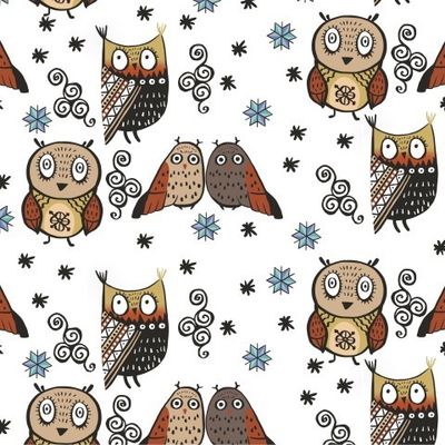 Owl characters. Handmade illustration pattern. fabric, textile illustration