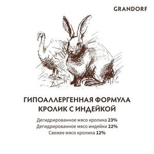 Сухой корм Grandorf DOG Rabbit&Turkey MED&MAXI для взрослых собак средних и крупных пород, кролик с индейкой
