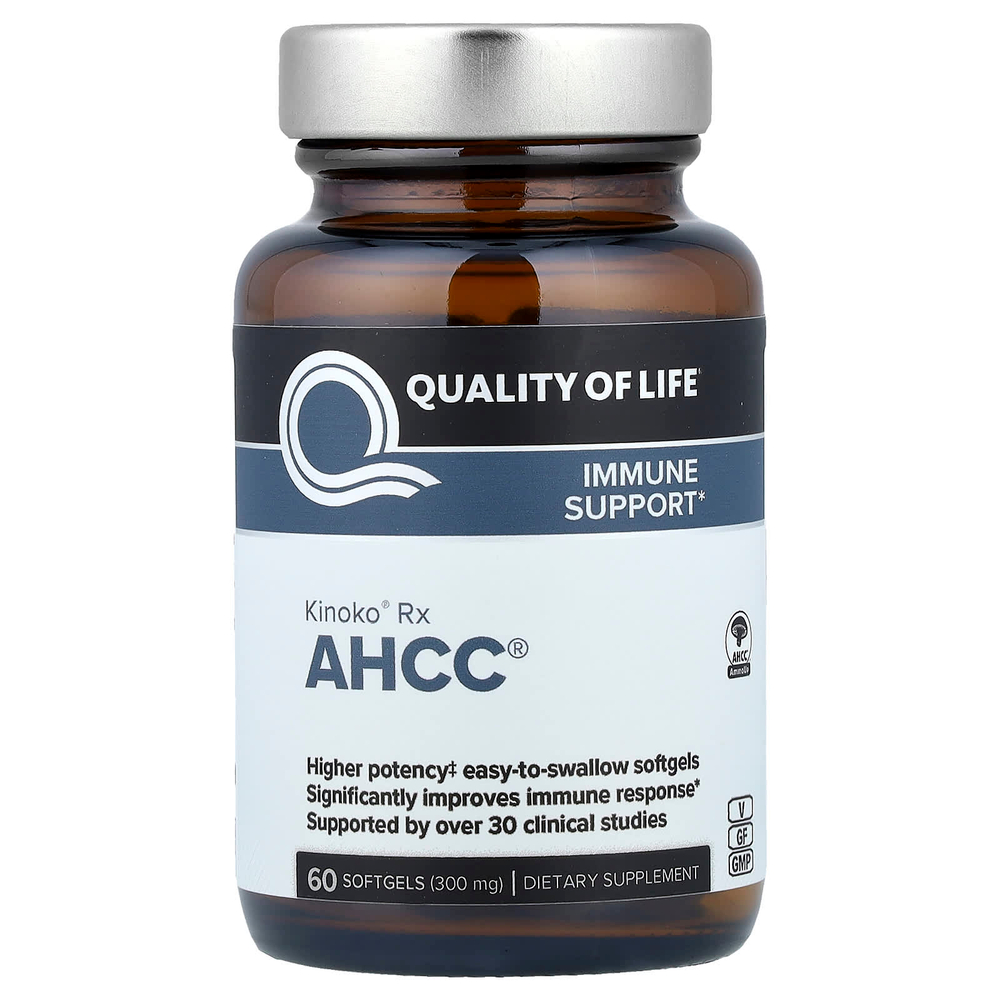 Quality of Life, Kinoko® Rx, AHCC®, 60 капсул (300 мг в 1 капсуле)