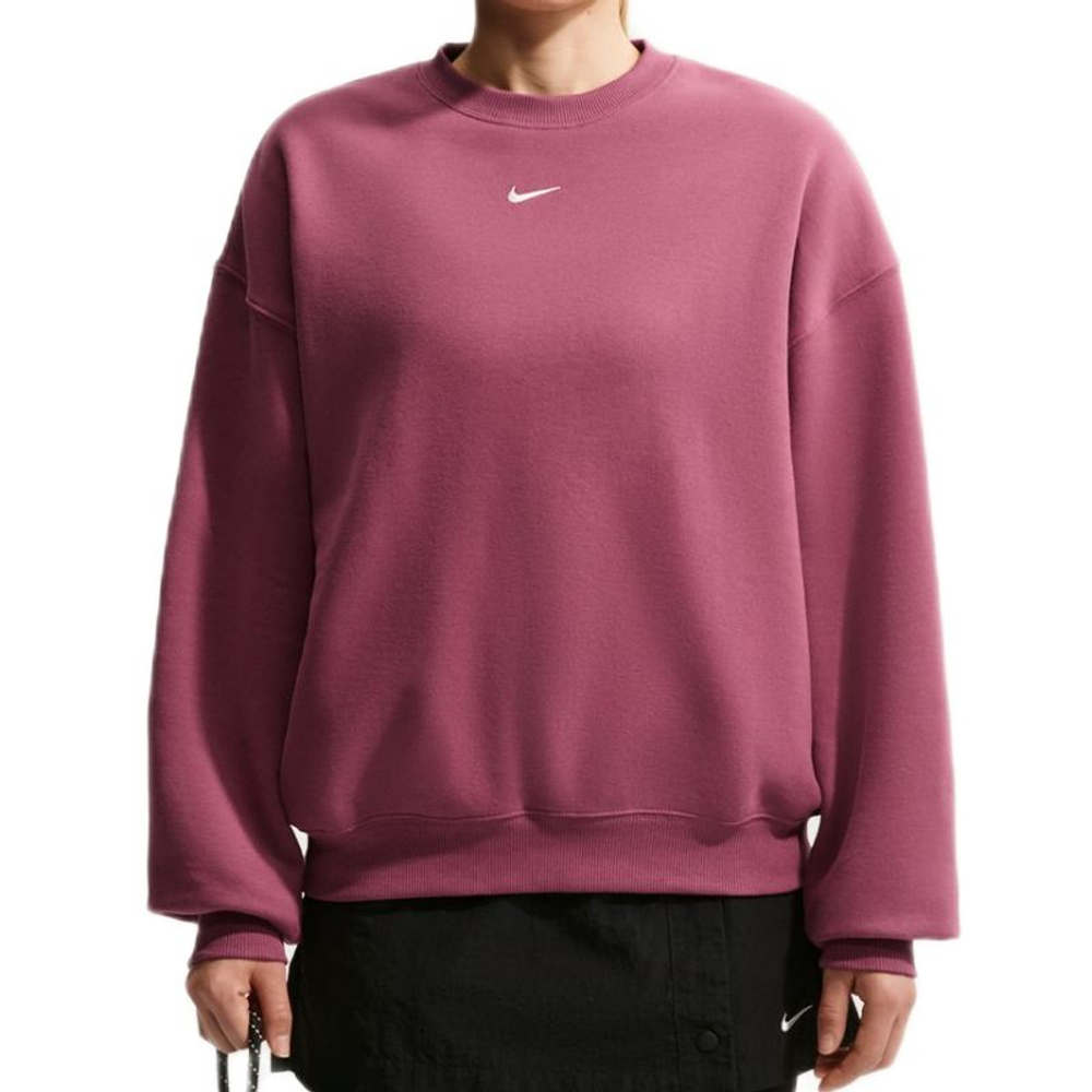 Женская теннисная толстовка Nike Studio Fleece Medium Weight Oversized Crew — pink smoke/sail