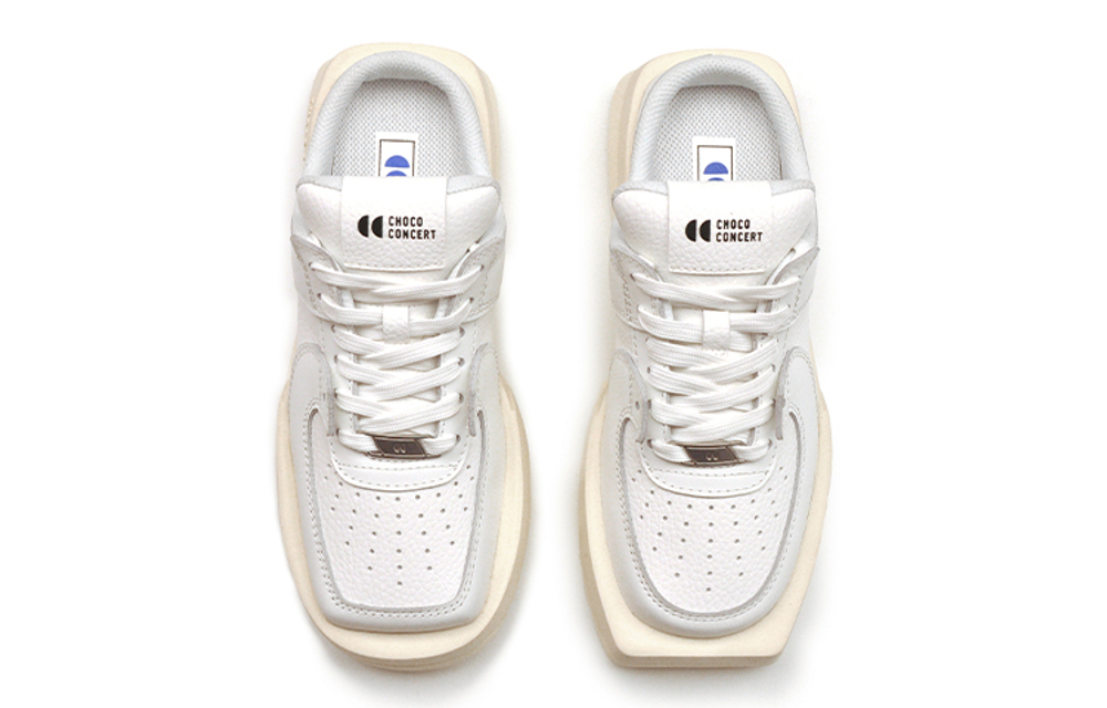 CHOCO CONCERT Cow Leather Skateboard Shoes Unisex White