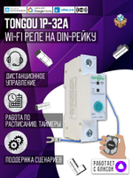 Умный WiFI выключатель (реле) Tongou на DIN-рейку 1P 16A ( Работает с Алисой, eWelink)