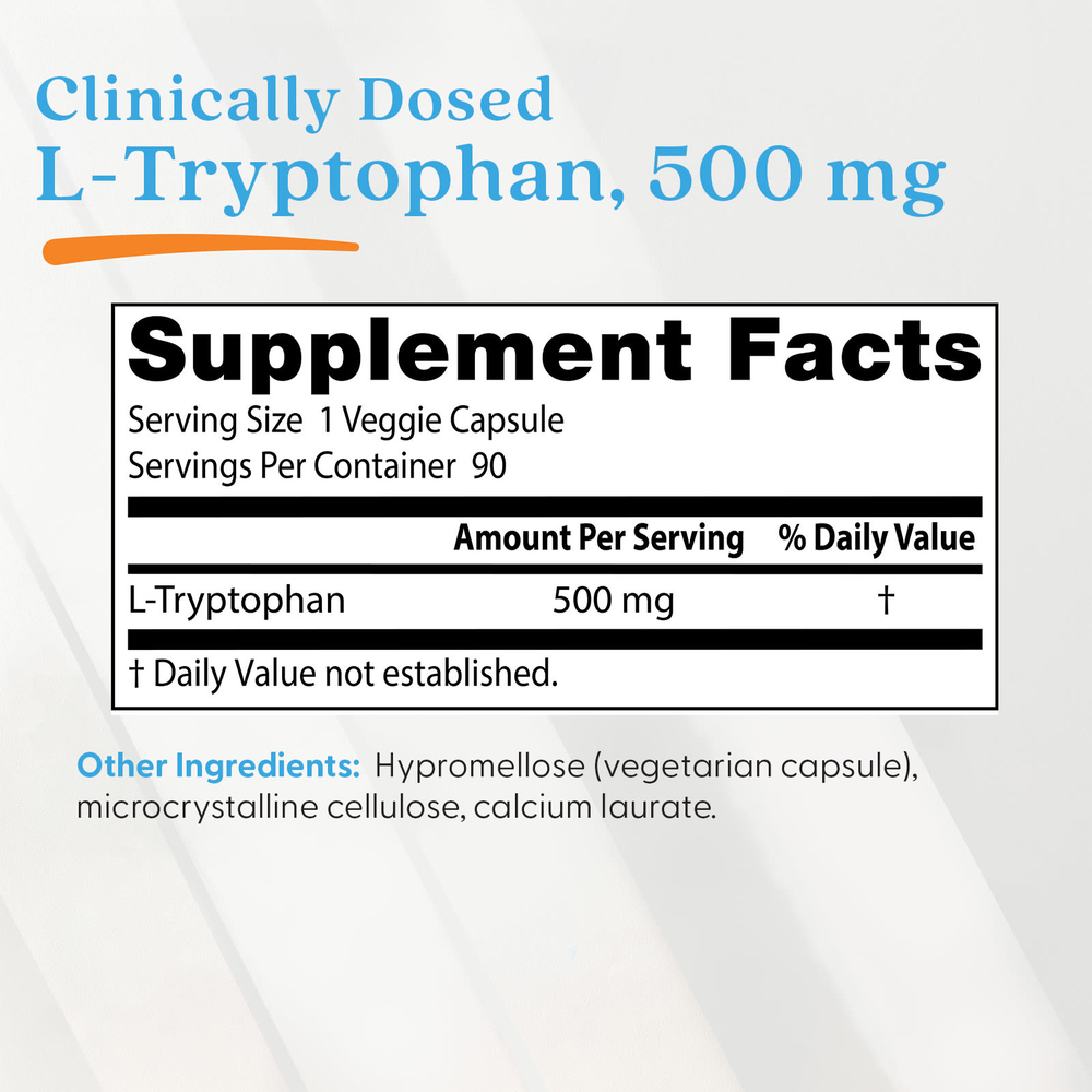Doctor's Best, L-триптофан с TryptoPure, 500 мг, 90 растительных капсул