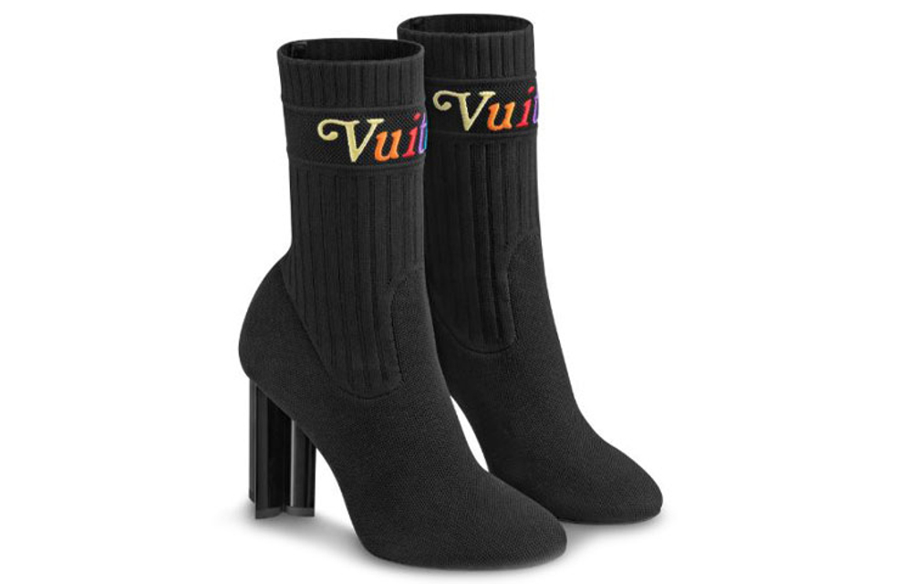 LOUIS VUITTON Silhouette Cloth Ankle Boots "Black" Women"s
