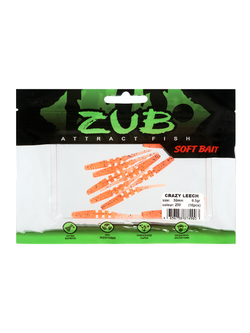 Приманка ZUB-CRAZY LEECH 50мм(2")-10шт, (цвет 250) морковный с блестками
