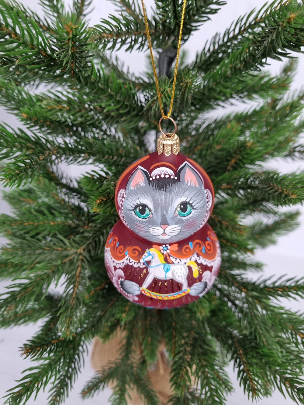Кошечка Машка стеклянная игрушка