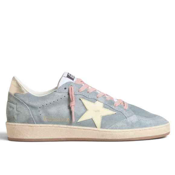 Women's Golden Goose Ball Star Powder-blue suede with Cream colored leather star