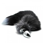 Анальный плаг с лисьим хвостом Black and White Fox Tail от Alive