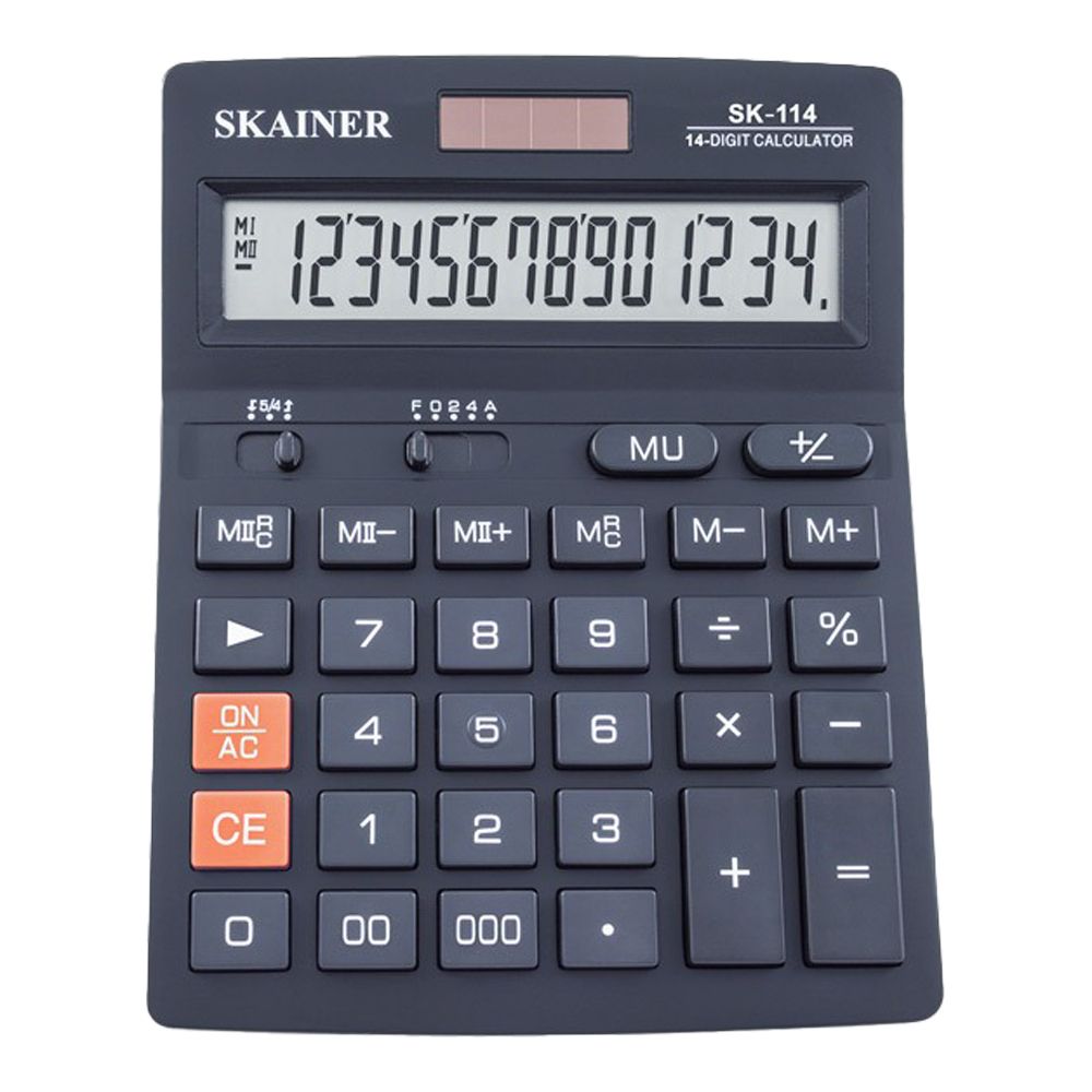 Калькулятор настольный SKAINER 14 Bit, LCD, 17.6*14*4.5 см, чёрный Калькулятор настольный SKAINER 14 Bit, LCD, 17.6*14*4.5 см, чёрный
