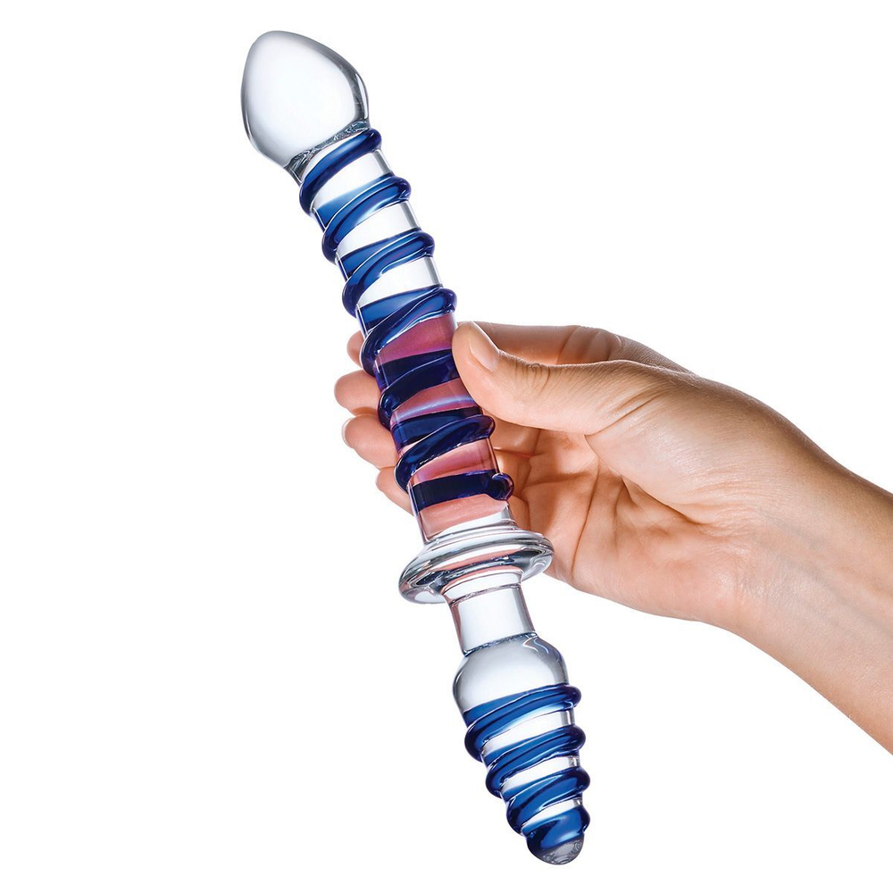 Двусторонний фаллоимитатор с анальной пробкой Mr. Swirly Dildo & Butt Plug - 25 см. (Цвет: прозрачный)