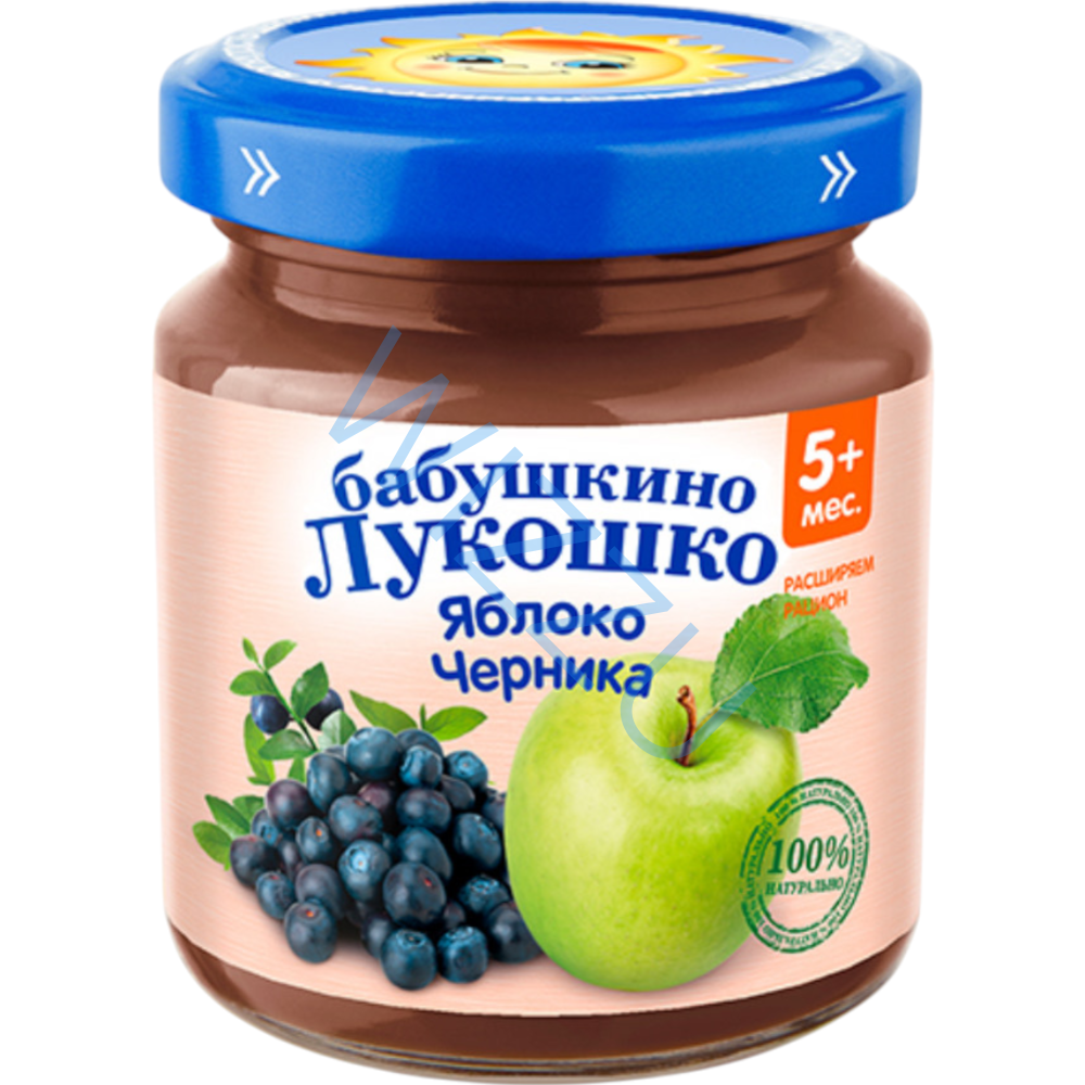 Пюре фруктовое Бабушкино Лукошко яблоко-черника, 100 г