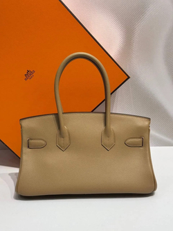 Бежевая сумка Гермес Birkin Shoulder 29 премиум класса, вид сзади