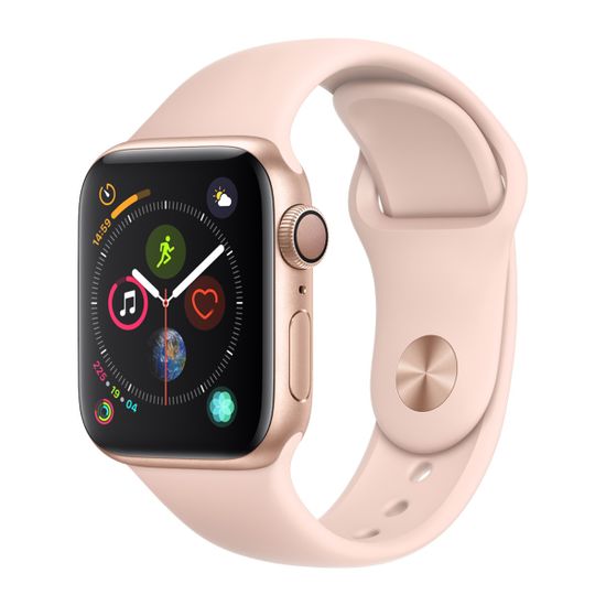 Часы смарт Apple Watch Серия 4, 40мм из алюминия золотого цвета, спортивный ремешок цвета «розовый песок»