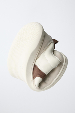 ZARA КОЖАНЫЕ КРОССОВКИ BAREFOOT, ЭКРЮ