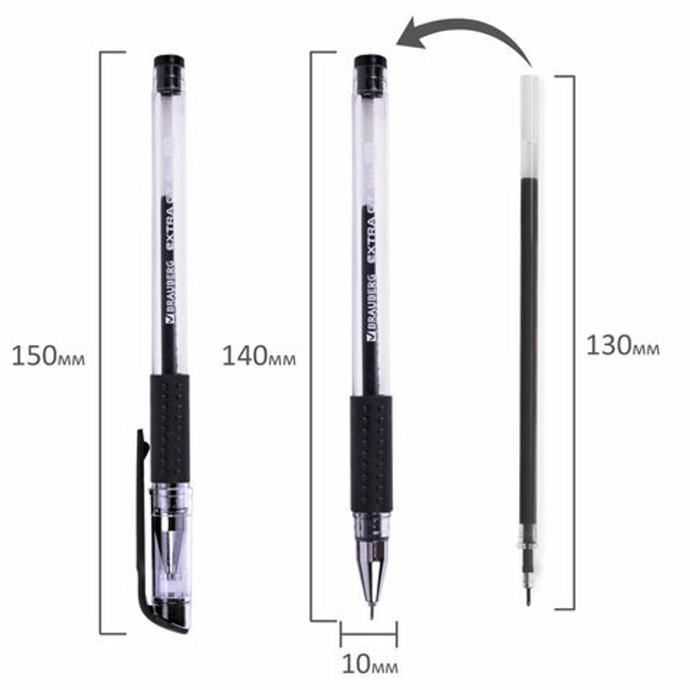 Ручка гелевая с грипом BRAUBERG "EXTRA GT NEEDLE", 1шт, ЧЕРНАЯ, игольчатый узел 0,5 мм, линия 0,35 мм, 143918