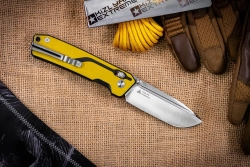Складной нож SRM Rubik Large Satin сталь 10Cr15CoMoV рукоять Yellow/Black G10 (7228L-GW)