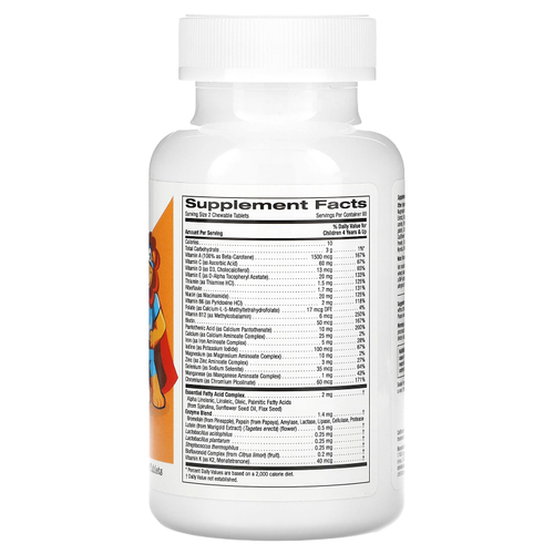 California Gold Nutrition, жевательные мультивитамины с пробиотиками, ферментами, витаминами A и C для детей, фруктовое ассорти, 120 вегетарианских таблеток