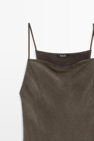 Massimo Dutti Струящееся платье-комбинация на тонких бретелях, серый